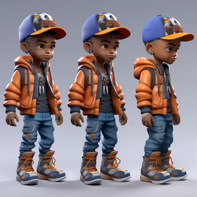 C4D与Blender打造可爱非洲嘻哈男孩IP形象：时尚潮流与3D艺术的完美融合