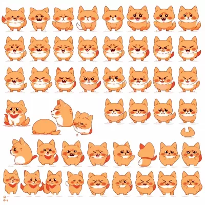 多表情多姿态猫仔emoji矢量插画儿童绘本角色设计