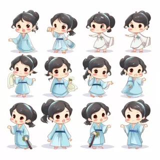 《唐風(fēng)少女：藍(lán)紗裙的夏日韻味》