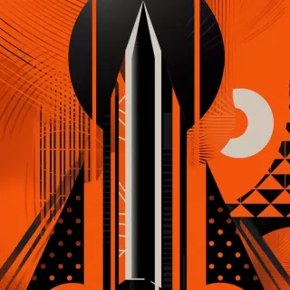 太空火箭与橙色的极简主义风格海报