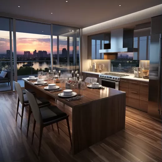 現代廚房：寬敞明亮，高端大氣