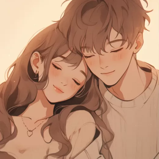 可愛的動漫情侶，風格混搭與細膩描繪，浪漫學院與妖精學院的柔情時刻。