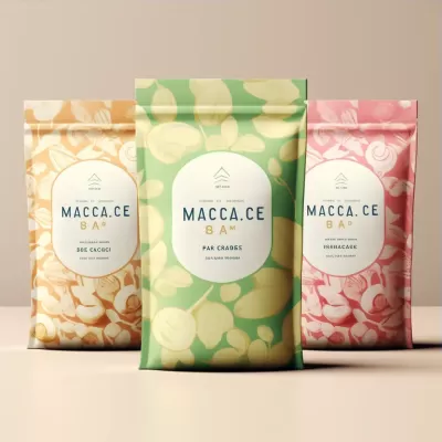 马卡达米亚坚果袋包装设计——原始风格，体积为5.2升。
