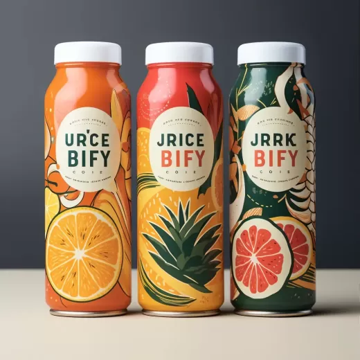 有趣的果汁廣告：以有機形狀和線條風格，受到波普藝術(shù)啟發(fā)的圖形，亮橙色和綠色，鮮明且未經(jīng)過濾，獲獎作品，快樂核心，杰里·平尼250個AR1:1原始風格V5.2。