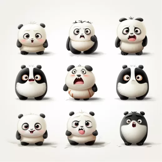 《熊貓喜怒哀樂大眼圖》-皮克斯風格插畫