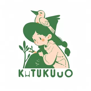 綠色卡通女童logo，荷蘭傳統風格與手繪線條，受民間故事啟發，簡潔線條設計，Quito學校風格，Hatecore扁平插圖，Line Art極簡主義。