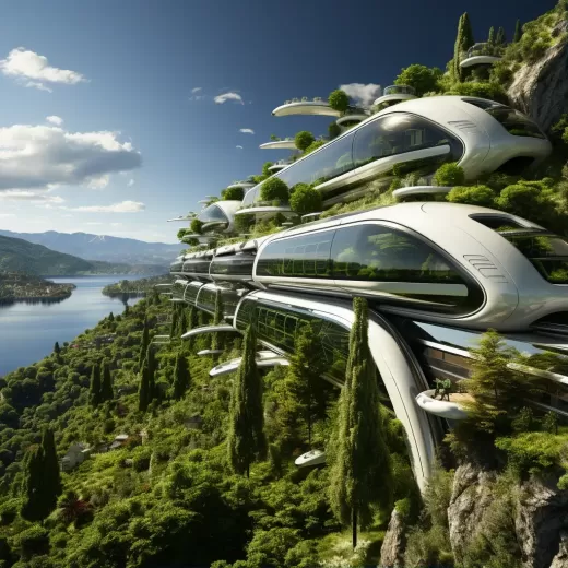 高細節(jié)、超真實感的architecture by tadao ando and zaha hadid建筑，包括starship和城市天際線，采用照片級渲染技術