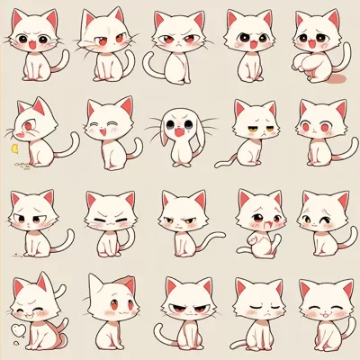 多表情多姿态猫仔emoji矢量插画儿童绘本角色设计