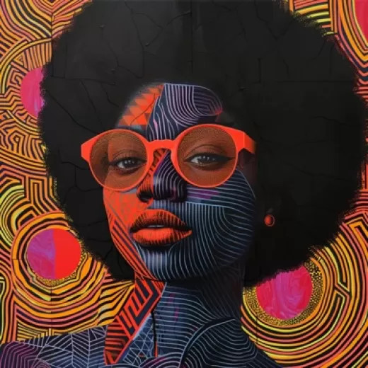 復古風格插圖圖片集合-80年代搖滾者、De Stijl女性、時尚黑人卡通形象 - 第7935期